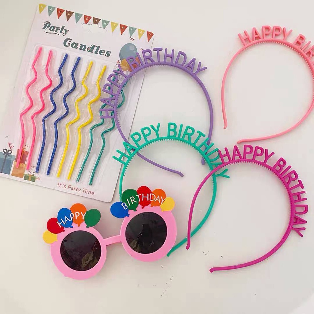 Bờm nhựa sinh nhật,  băng đô cài tóc Happy Birthday siêu đáng yêu cho bé gái và người lớn