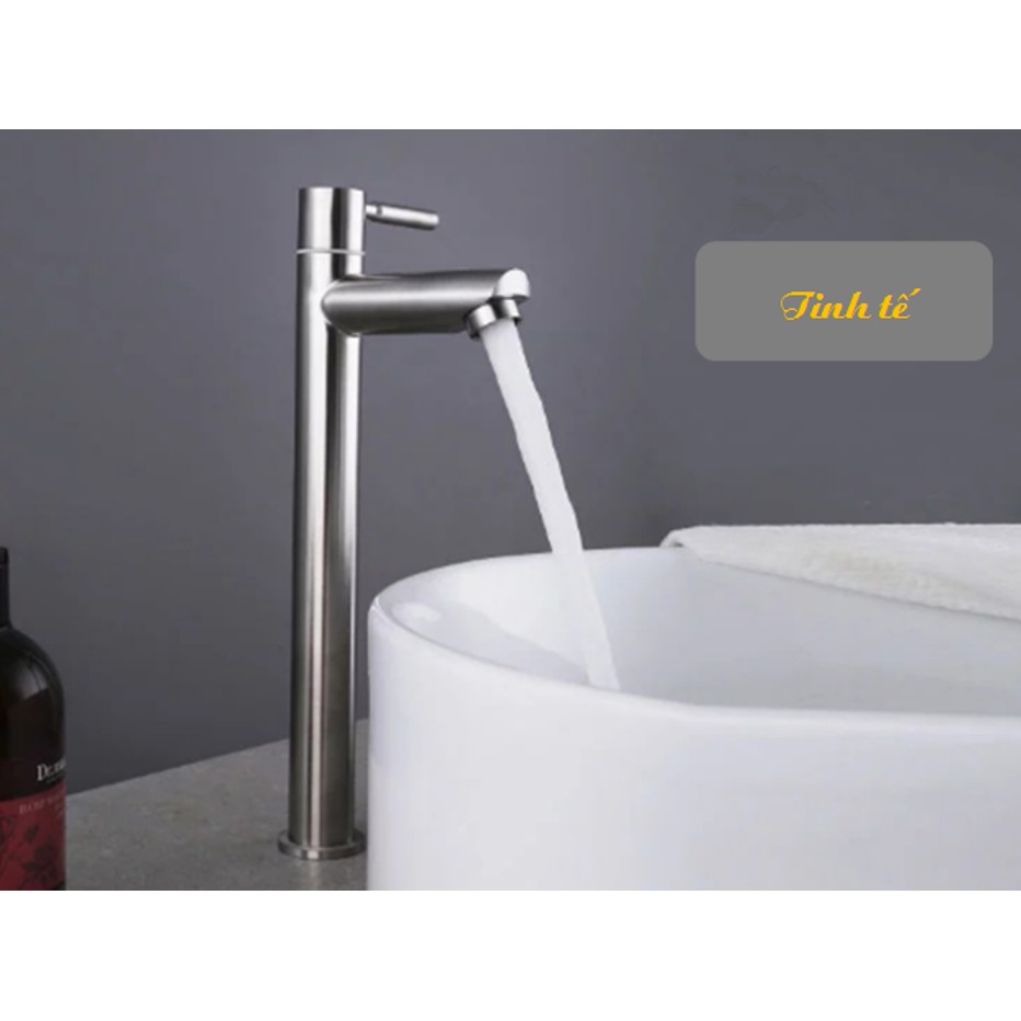 Vòi Lavabo lạnh cao Inox 304 hình tròn dùng cho lavabo nổi | BigBuy360 - bigbuy360.vn