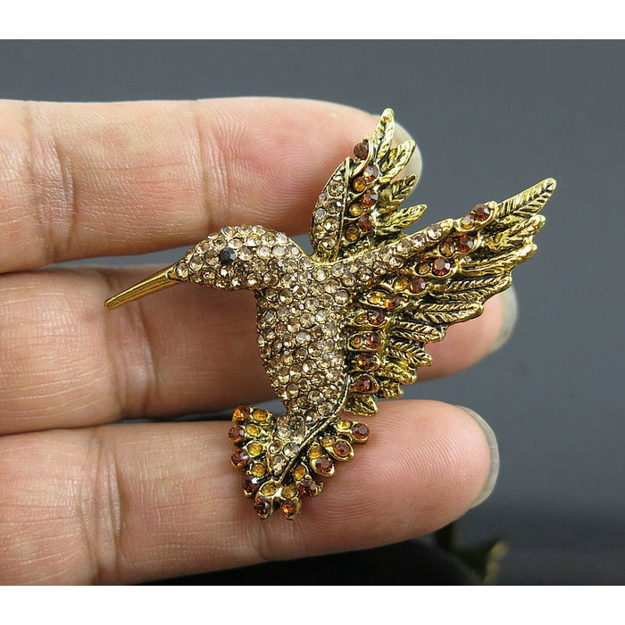 Trâm Cài Áo Hình Chim Ruồi Dễ Thương Đính Đá Thời Trang