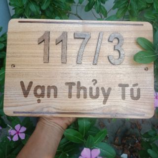 Biển số nhà chất liệu gỗ sồi