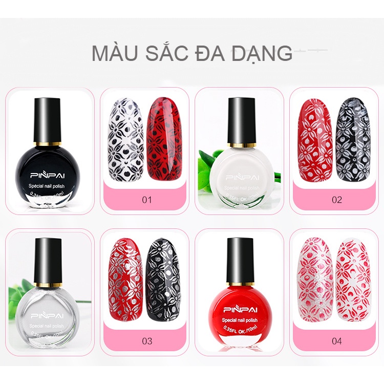 Mực in con dấu nail Pinpai 10ml , Sơn in móng tay chính hãng