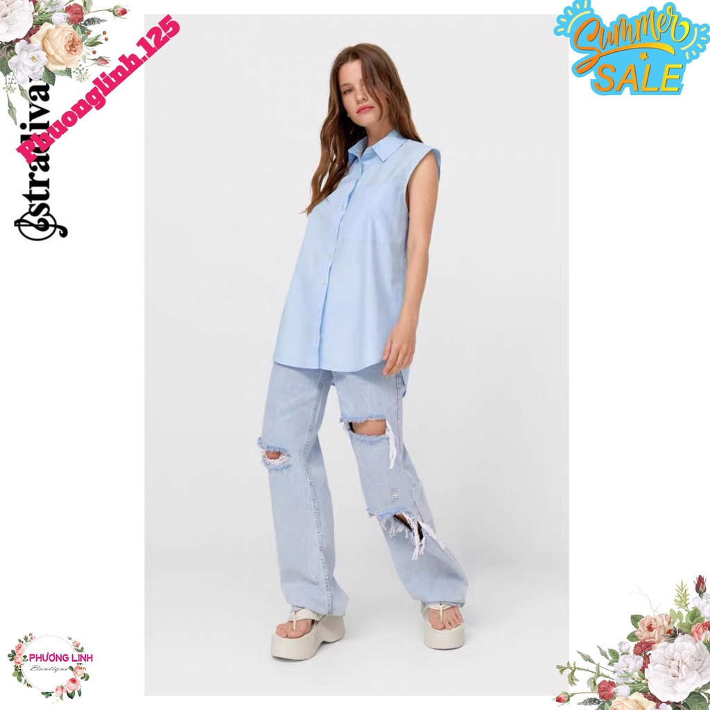 ÁO SƠ MI NẾN SÁT NÁCH XANH TRẮNG ZR