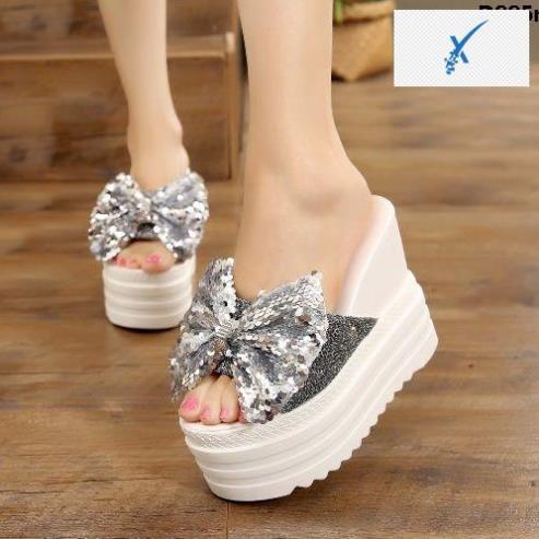 Giày Cao Gót Hở Mũi Đế Xuồng Chống Nước Thắt Nơ Bướm Phong Cách Mới 2019 Cho Nữ