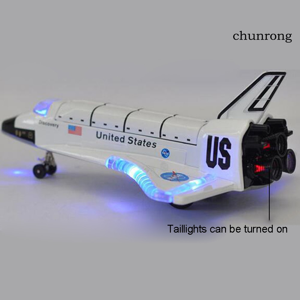 CR+Diecast Space Shuttle Plane Pull back Model with Sound Light Display Stand Toy