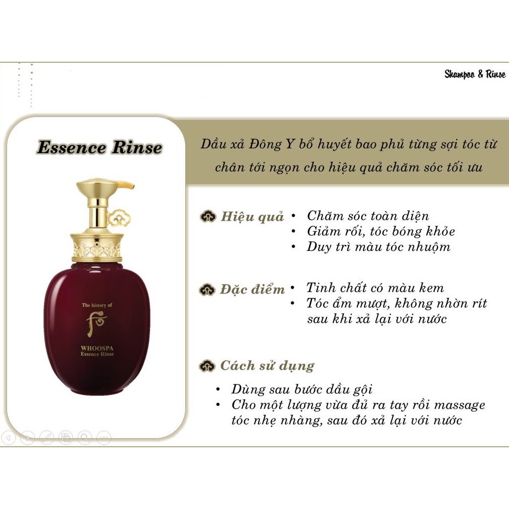 Gói dầu gội đầu, dầu xả đông y Whoo Spa Essence 8ml giúp giảm gãy rụng tóc, mọc tóc, nuôi tóc chắc khỏe, bóng mượt | BigBuy360 - bigbuy360.vn