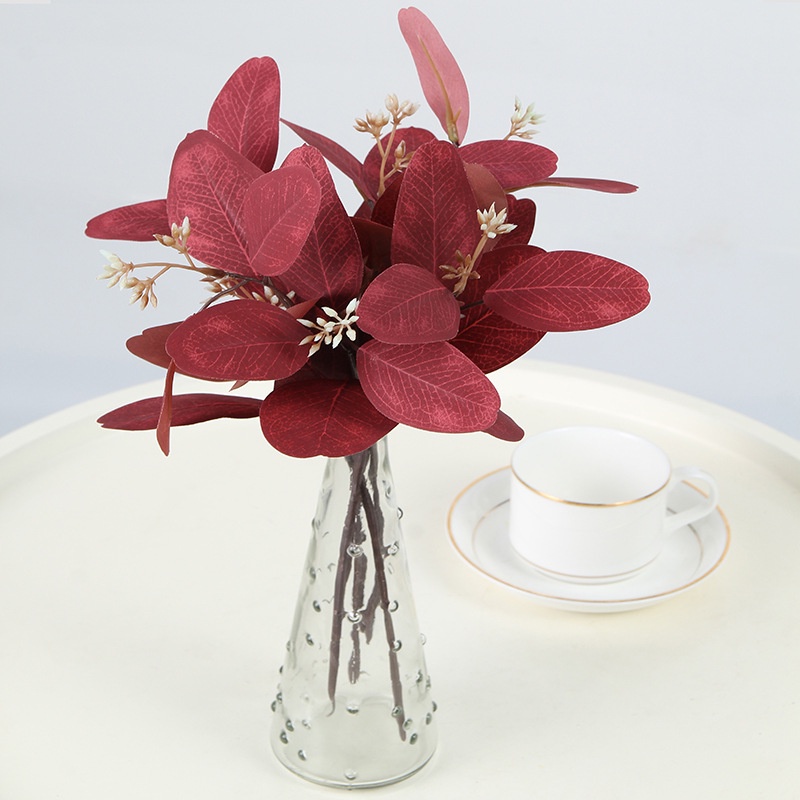 Nhánh lá khuynh diệp giả nhiều màu sắc dùng trang trí tiệc cưới/ sân vườn độc đáo