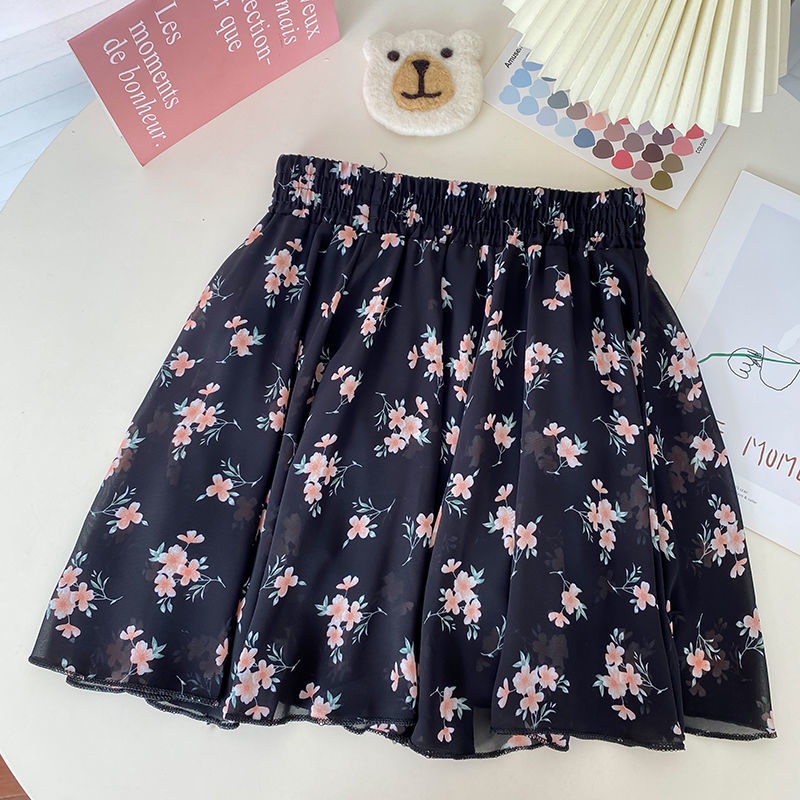 Jiashucheng Hàng Có Sẵn Chân Váy Ngắn Dáng Chữ A Lưng Cao In Hoa Màu Trơn Phong Cách Thần Tiên Mùa Hè Cao Cấp Dành Cho Bạn Nữ