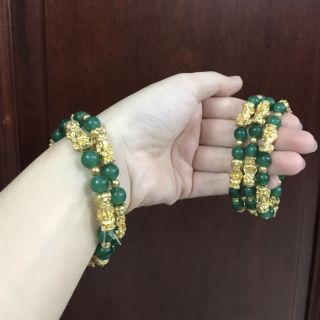 Vòng tay tỳ hưu xanh ( 5 con tỳ hưu)