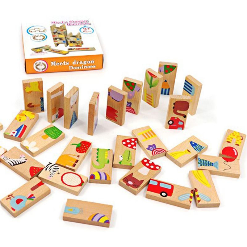 Bộ đồ chơi Domino cho bé 28 chi tiết, đồ chơi gỗ chất liệu an toàn - Soleilshop