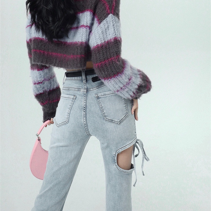 Quần Jean Ống Rộng Lưng Cao Thời Trang Mùa Hè Quyến Rũ Dễ Phối Đồ Cho Nữ