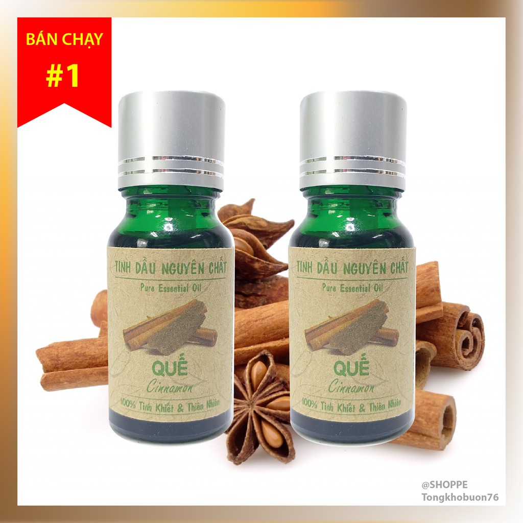 [COMBO 2 CHAI 10ML] Tinh dầu quế nguyên chất mùi thơm ẤM giúp khử mùi, xoa bóp giảm đau cơ, giải cảm hiệu quả