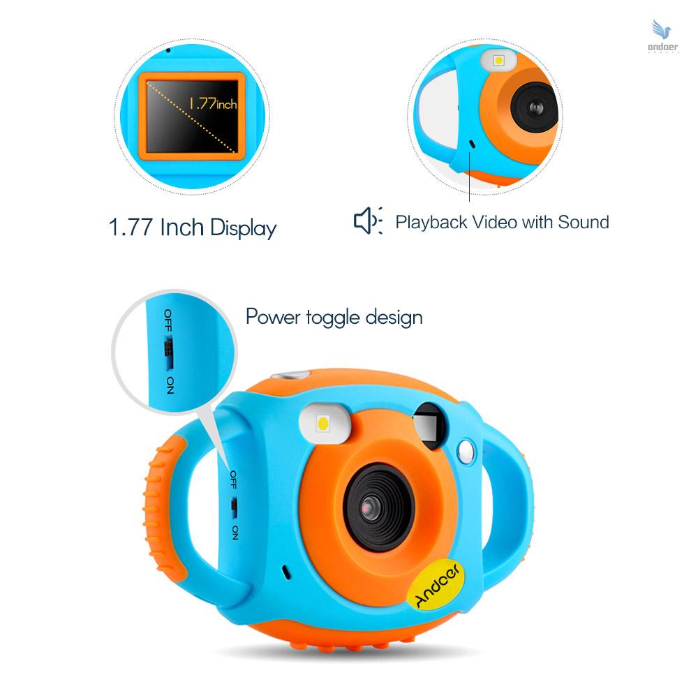 Camera kỹ thuật số Andoer WiFi 5MP 1080P HD chống sốc màn hình 1.77 Inch với thiết kế ống kính kép cho bé
 | BigBuy360 - bigbuy360.vn