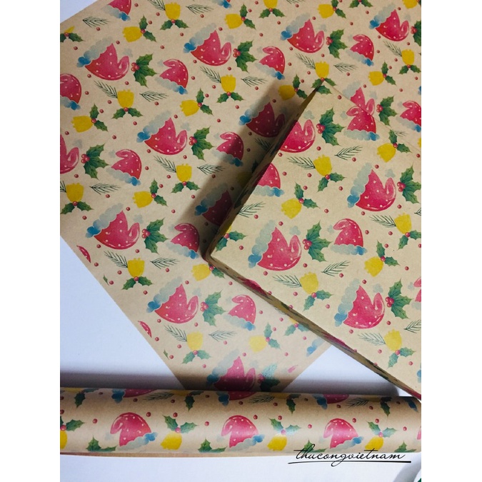 Giấy Gói Quà Kraft Nhật A3 Họa Tiết Giáng Sinh