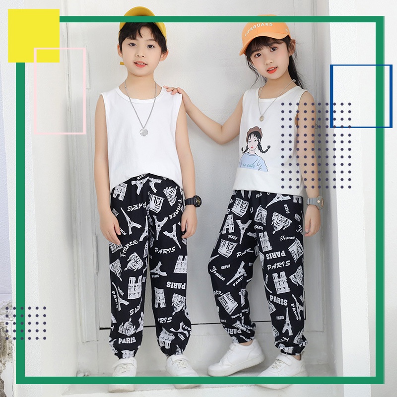 Quần Ngủ Cotton Lụa Mỏng Dáng Rộng 90-150cm In Họa Tiết Xinh Xắn Thời Trang Cho Bé