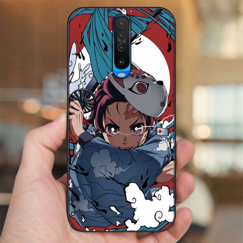 Ốp lưng Xiaomi K30 viền đen in hình Tanjiro Kimetsu No Yaiba