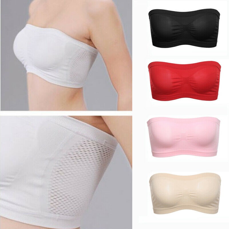 Womens Seamless Solid Ruched Elastic Boob Bandeau | BigBuy360 - bigbuy360.vn