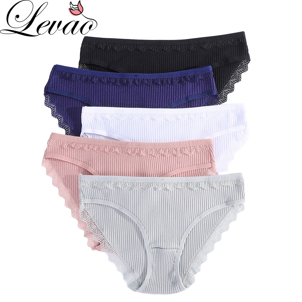 Quần lót cotton phối ren quyến rũ dành cho nữ Levao