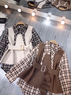 Set áo gile và áo sơ mi ulzzang