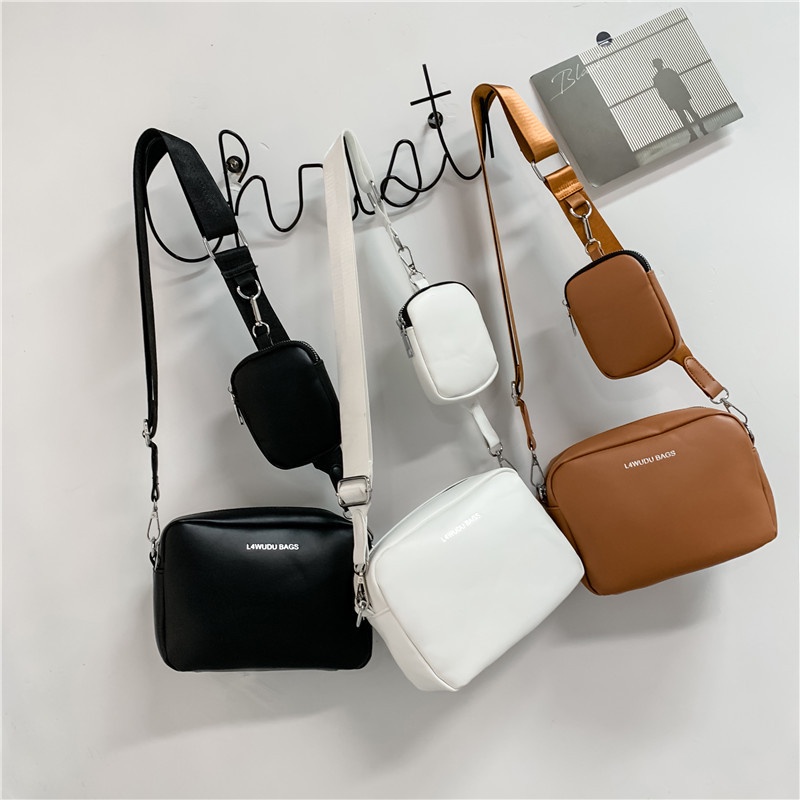 Túi đeo chéo unisex nam nữ da mềm bộ đôi set 2in1 cá tính  Túi xinh mint store PK 374