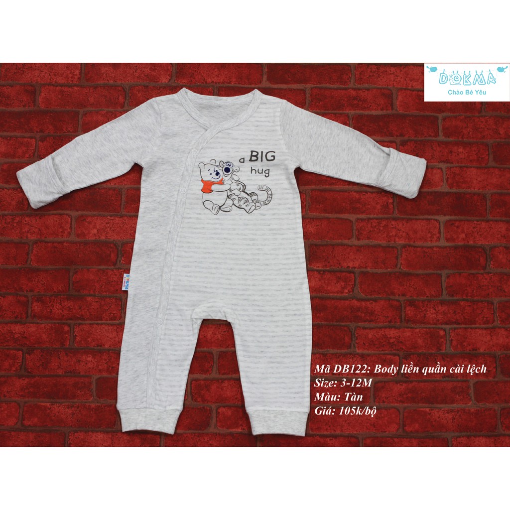Body dài tay sơ sinh Dokma có bao tay DB122