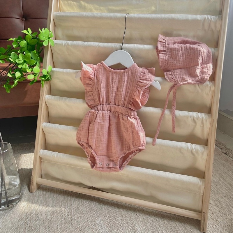 Bộ cánh tiên hồng đậu + nón em bé