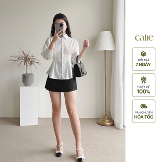 Áo sơ mi chiết eo cách điệu sang chảnh dáng dài Calie AC062