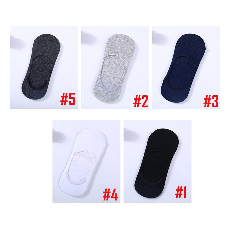 5 Pairs Men Invisible Socks,Soft Cotton Sock,Breathable Sweat absorb Anti-skid Solid Casual socks