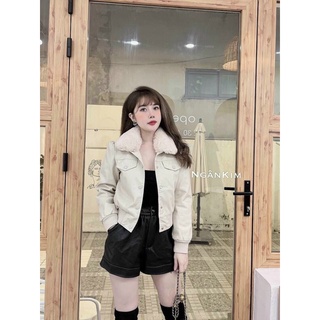 Áo da nhung lót lông cao cấp hàng cổ lông hàng qccc