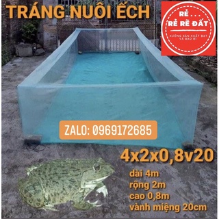 Tráng lưới nuôi ếch 4x2x0,8 vành 20cm