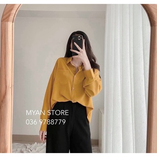 (Hàng sẵn) Áo Sơ Mi Nhung Gân Oversize 2 Màu - BB86