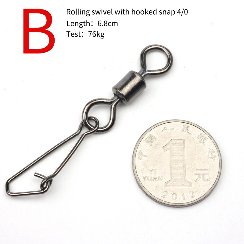 Bộ 10 Cái size Lớn 4 / 0 Chất Lượng Cao# Thùng Cuộn Câu Cá Biển Với Móc Khóa Xoay Đẹp Mắt An Toàn