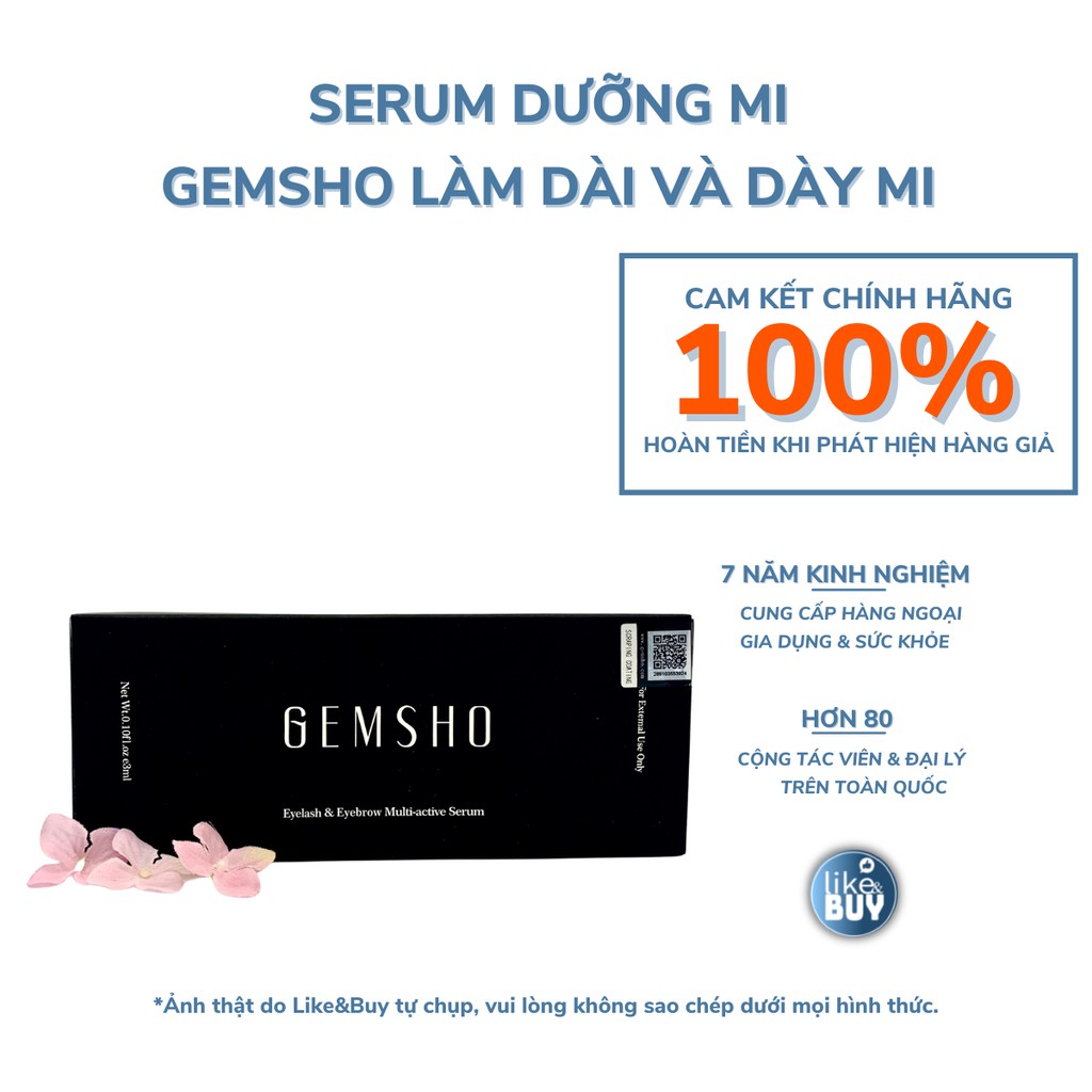 Serum dưỡng mi Gemsho Eyelash &amp; Eyebrown 3ml làm dày và dài mi - hàng nội địa Trung