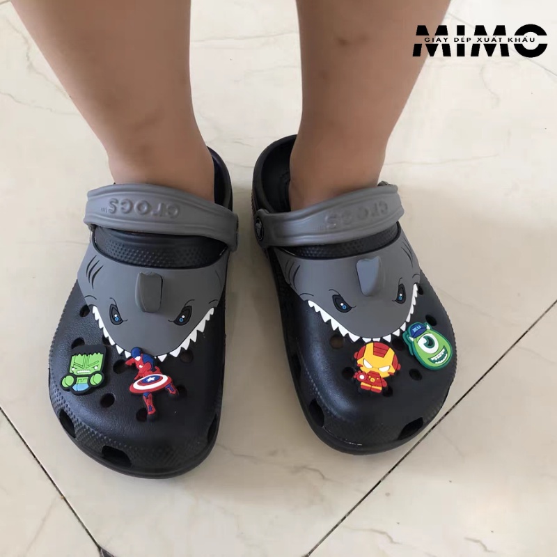 Tặng kèm jibit, Dép sục cá mập 3D nhiều màu êm nhẹ, bền đẹp cho bé trai, bé gái