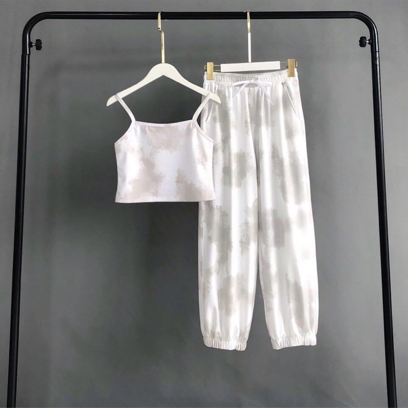 Set Áo CropTop Hai Dây-Jogger Pant Loang Màu Ảnh Thật