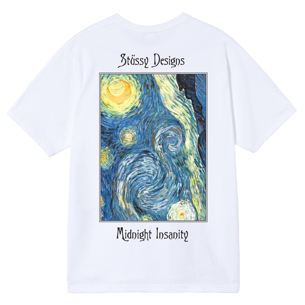 STUSSY Áo Thun Tay Ngắn In Họa Tiết Tranh Van Gogh Độc Đáo