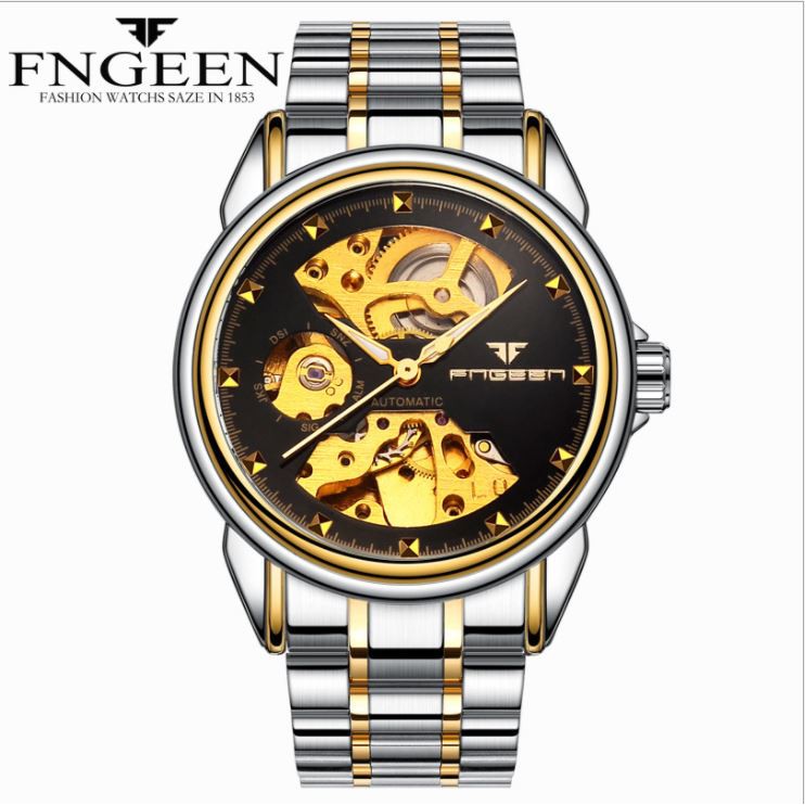 Đồng Hồ Nam Cơ Lộ Máy AUTOMATIC FNGEEN Dây Hợp Kim Thép Không Gỉ Cao Cấp