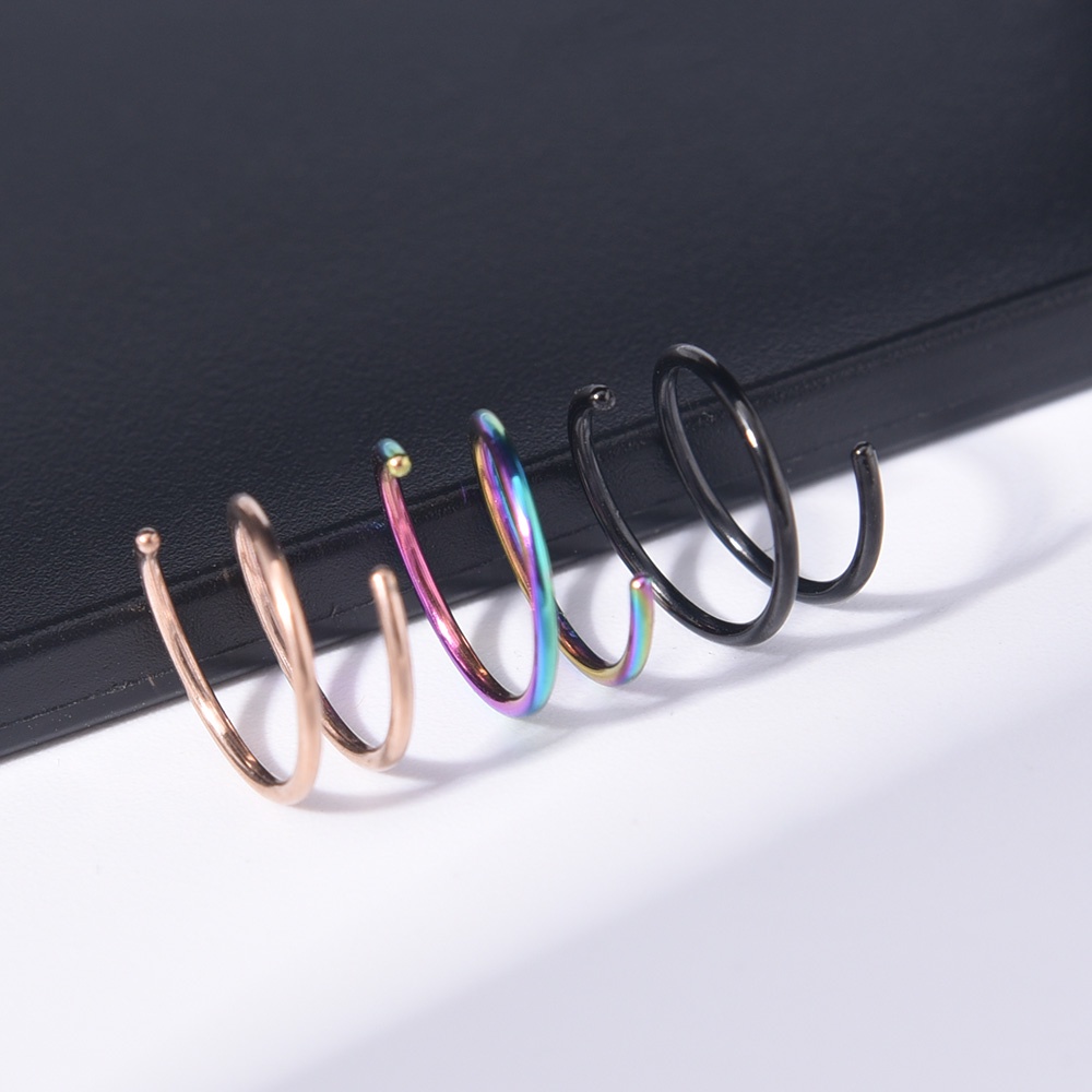 Khuyên Mũi Đôi / Tròn / Xoắn Ốc Bằng Thép Không Gỉ Thời Trang Punk Cho Nam Và Nữ