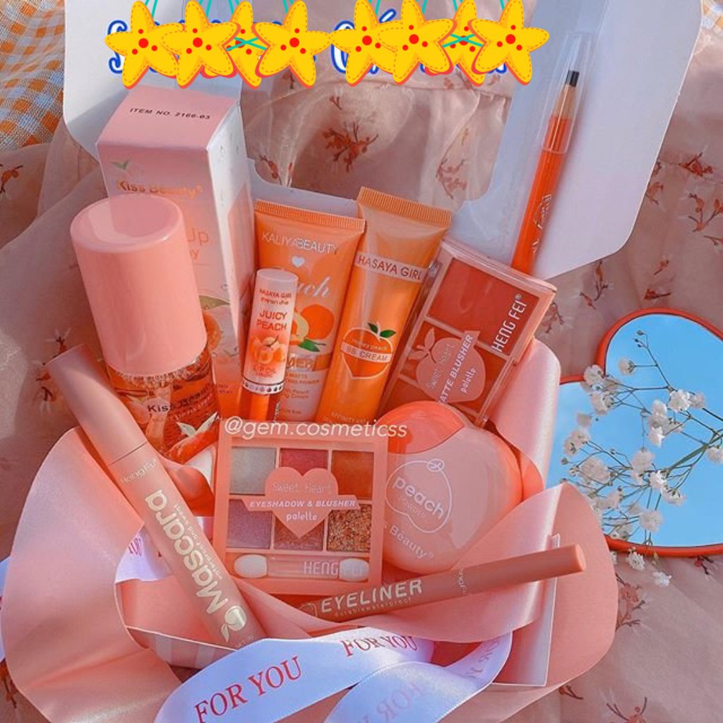 Set trang điểm 10 món cam đào đẹp xuất sắc