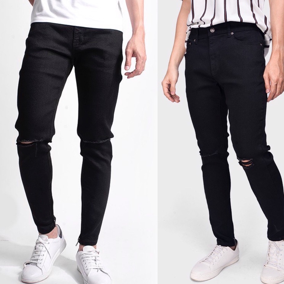 Quần jean nam đen trơn chất bò cao cấp co dãn 4 chiều đẹp from dáng skinny mẫu mới thời trang cao cấp beautifulgilr YT01