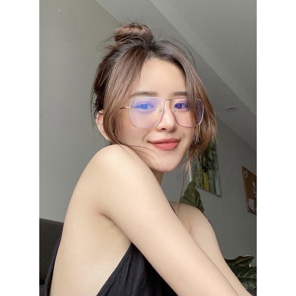 Kính Vuông Thời Trang Gọng Kim Loại Nối Chéo, Bản Đẹp [ Mã T01 ]