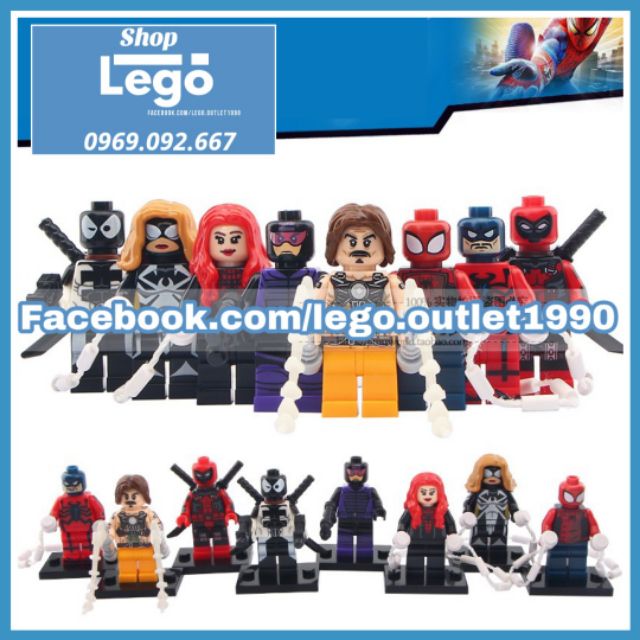 Xếp hình Whiplash - Spider-Girl - Tarantula - Paladin - Ultimate Deadpool Siêu anh hùng Lego Minifigures POGO PG8057