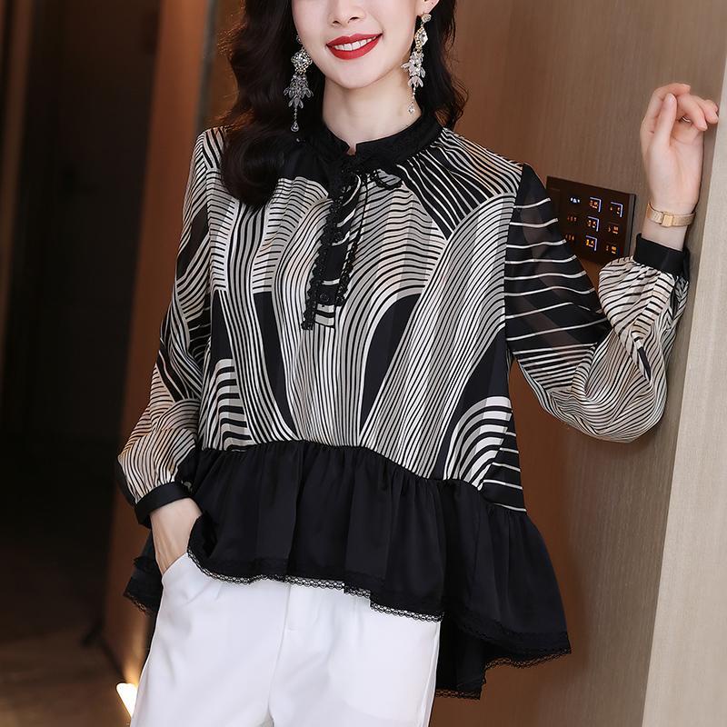 Áo Sơ Mi Voan Dáng Rộng Thời Trang Mùa Thu Phong Cách Phương Tây Dành Cho Nữ