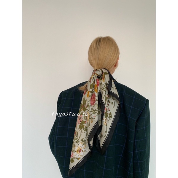 Khăn lụa vuông 70x70 turban quàng cổ áo khăn yếm bandana thời trang đội đầu - Maben