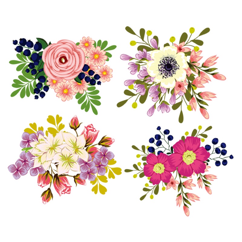 Set 4 Miếng Dán Ủi Quần Áo Chuyển Nhiệt Chuyển Nhiệt Hình Hoa Mới Diy