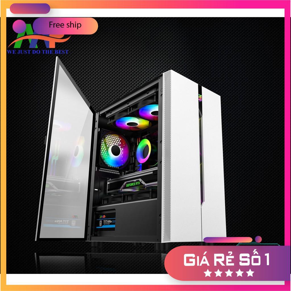 CASE AAP D1 Black/White GAMING Mặt trước dãy Led RGB