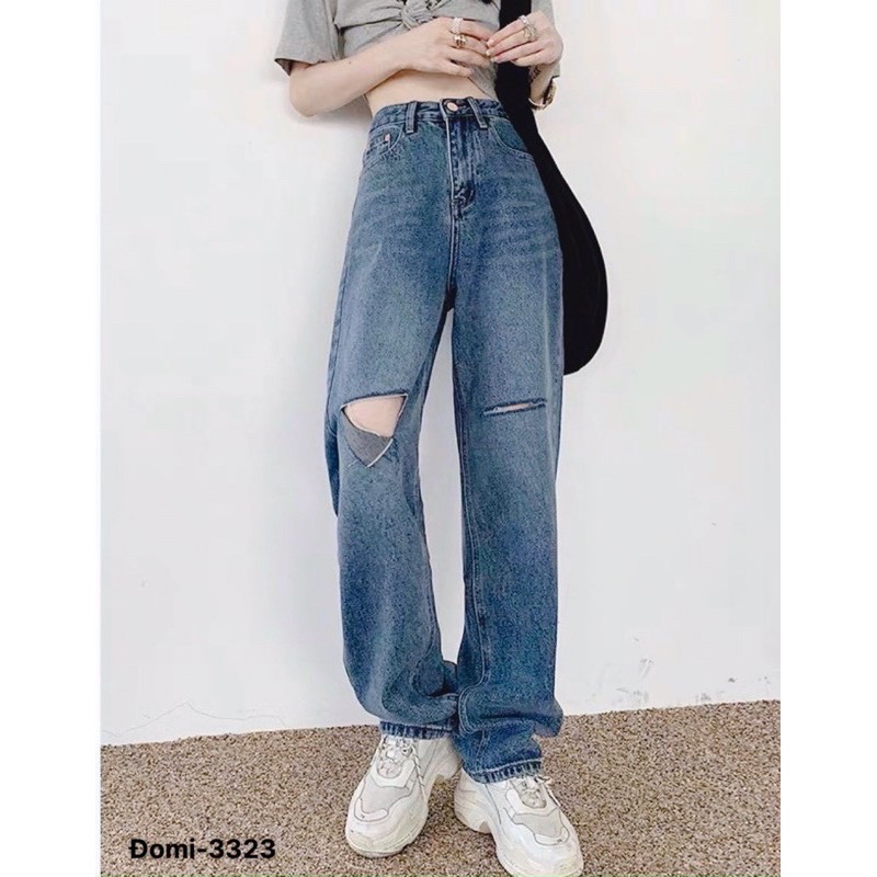Quần Baggy Nữ Quần Baggy Jean Nữ Lưng Cao Rách Kiểu. Quần Jean Nữ Size Nhỏ Ms3323
