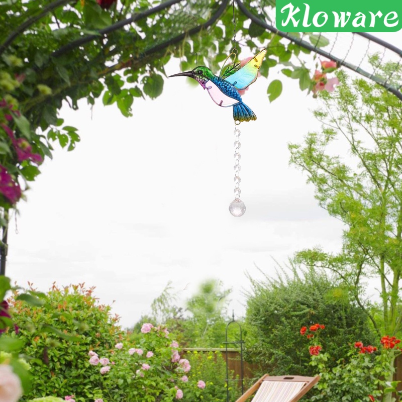 Suncatcher thiết kế hình chim đính quả cầu thủy tinh pha lê trong suốt trang trí cửa sổ làm quà tặng trang trí