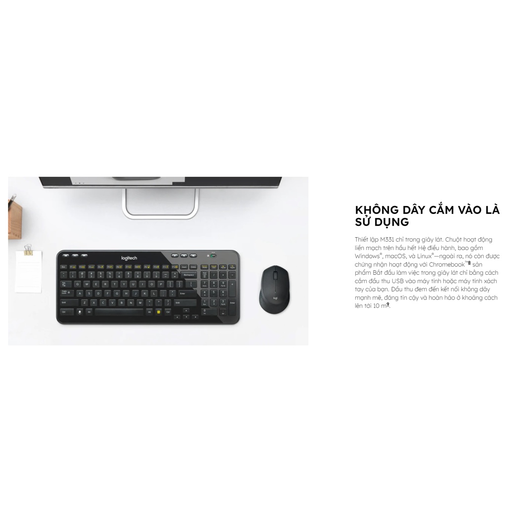 Chuột Không Dây yên tĩnh , giảm ồn Logitech M331 - Chính Hãng BH 1 Năm