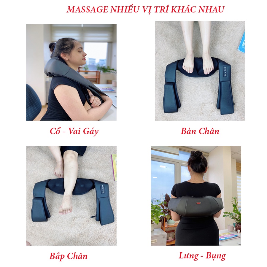 Đai massage cổ vai gáy hồng ngoại JVJ D9, hỗ trợ giảm đau vai gáy, bụng, cổ, lưng eo, tay chân- BH 12T