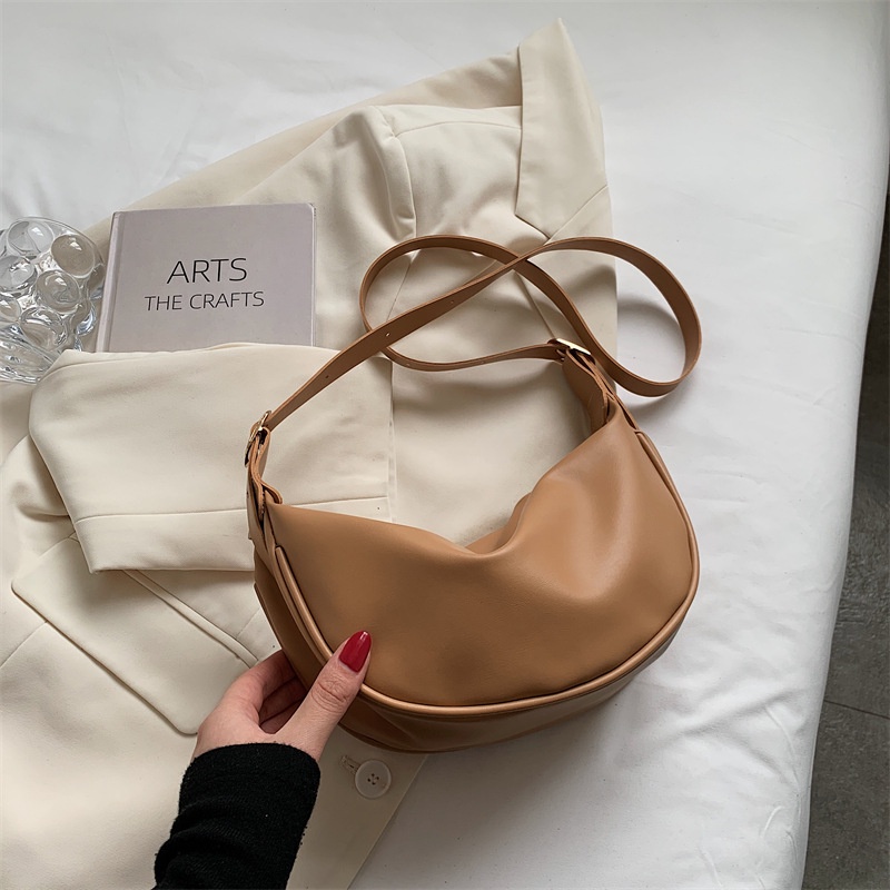 Túi đeo vai da mềm màu trơn phong cách retro Nhật Hàn thời trang mùa thu 2022